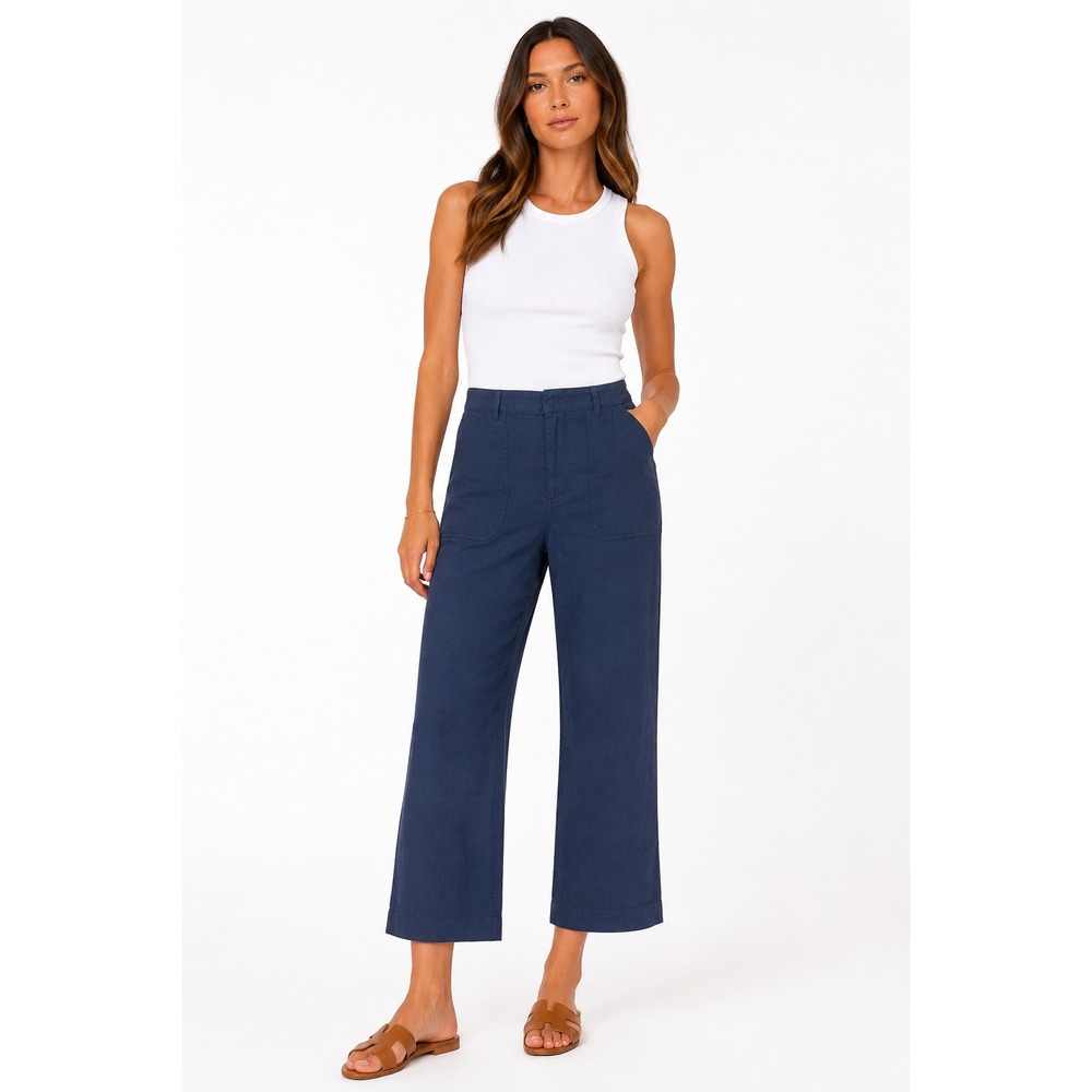 Kut from the Kloth Topaz Wide Leg Linen Blend Pants Ocean Blue Womens 6